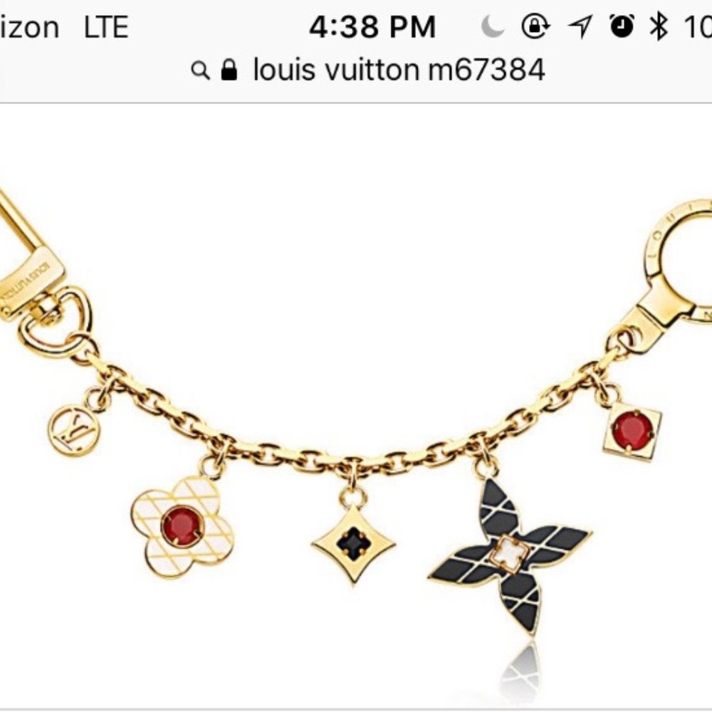 LOUIS VUITTON Malletage Flowers Bag Charm Chain Gold Tone M67384 LV Auth 22609 G